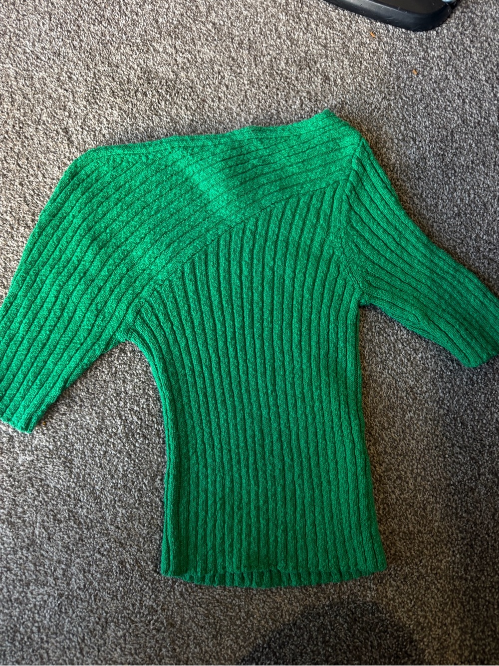 Anthropologie Emerald Green Ribbed Scoop-Neck Sweater